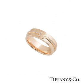 Tiffany & Co. Rose Gold Diamond T Two Ring 0.12ct E/VS